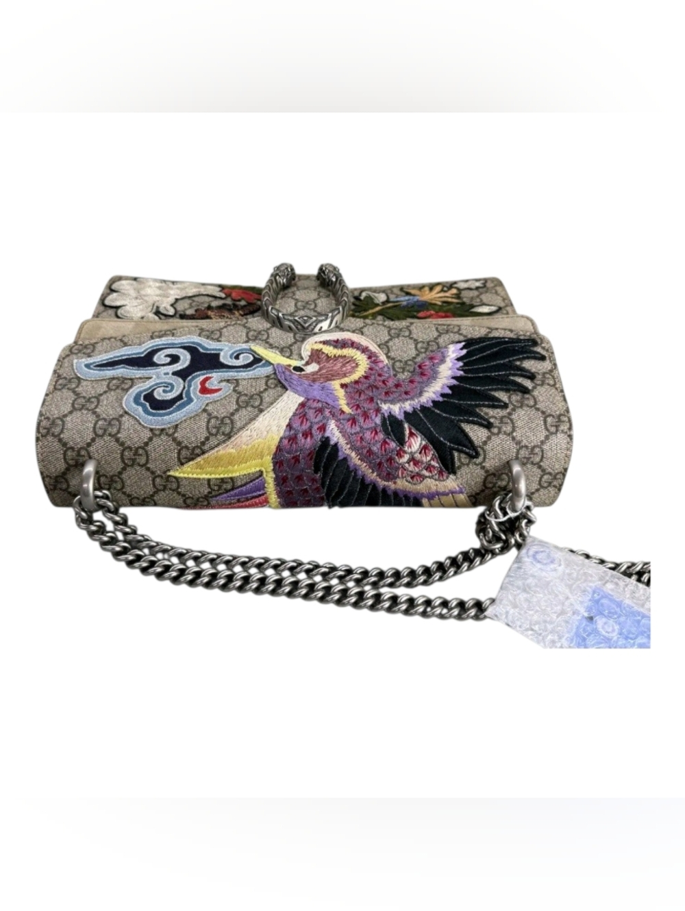 Gucci Dionysus Embroidered GG Supreme Shoulder Bag in Beige Taupe - Picture 6 of 15